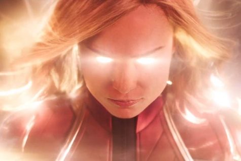 Photo courtesy of www.thewrap.com. Captain Marvel is depicted with her powers, ready to go into battle.