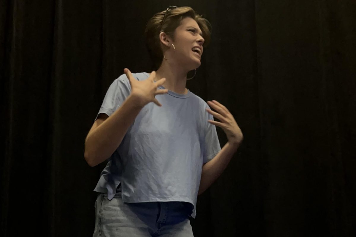 During 8th period senior lead Ella Tysse rehearses her role as Antigone for the upcoming play. “It takes a certain amount of courage to put yourself out on stage and do something silly or crazy, but in theater you are all working together towards creating something bigger than yourself,” Tysse said.